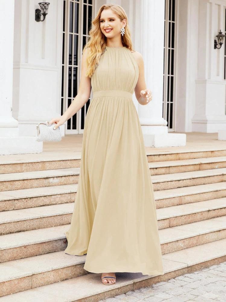 Numbersea Halter Bridesmaid Dress Empire Waist Formal Evening Prom Gown for Mother of The Bride 28030 by numbersea