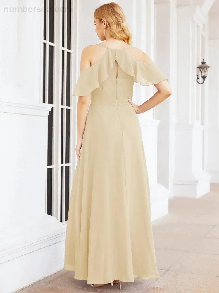 ZapDress Cold Shoulder Long Bridesmaid Dresses Side Slit Formal Prom Gowns Party Wedding 28070 (ZD16993)