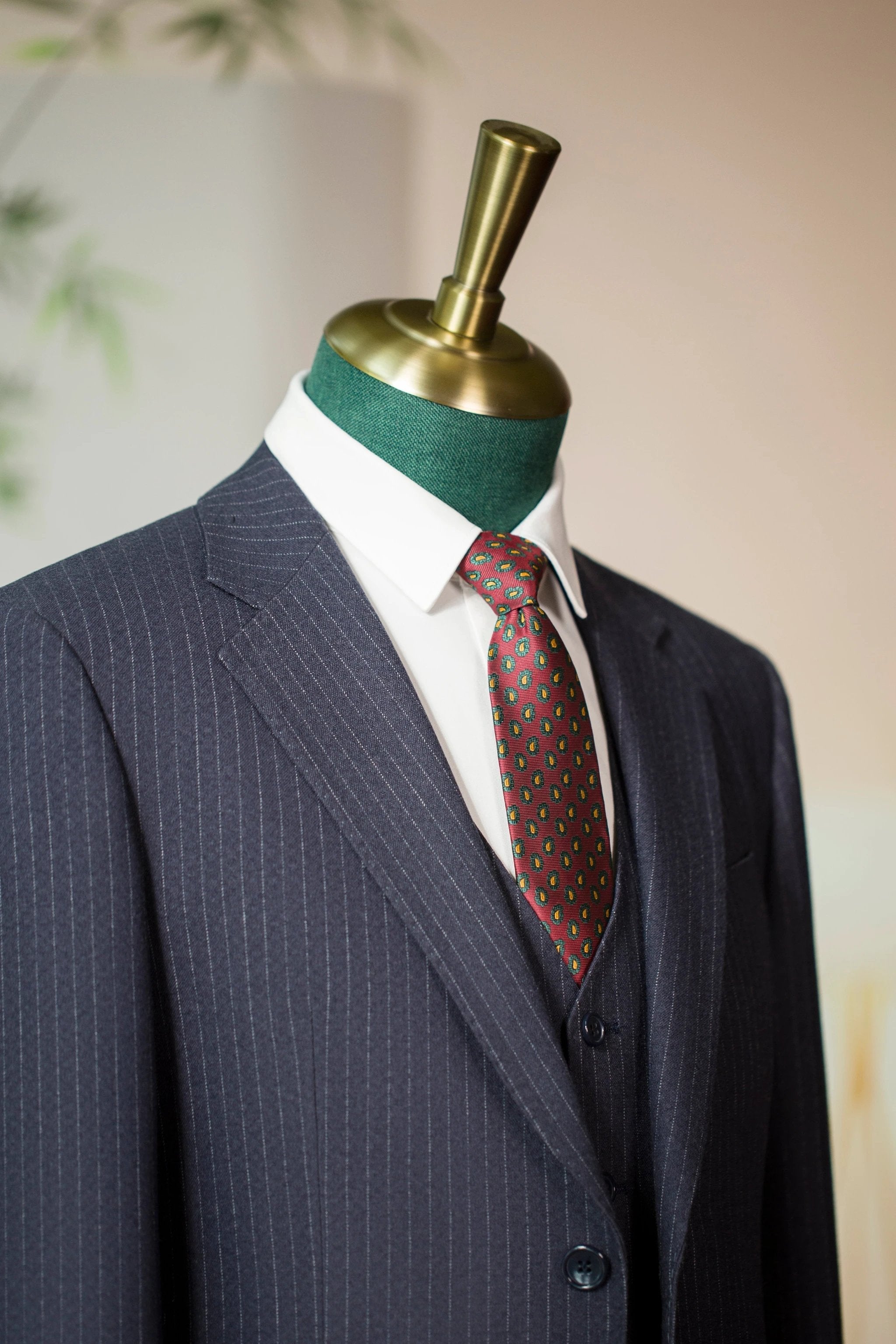 Pinstripe Wool Wedding Suit Three Piece Groom Formal Set (ZD17107)