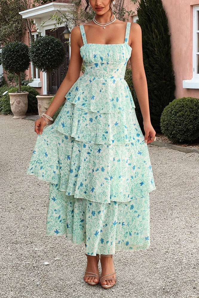 Chiffon Strap Maxi Floral Dress