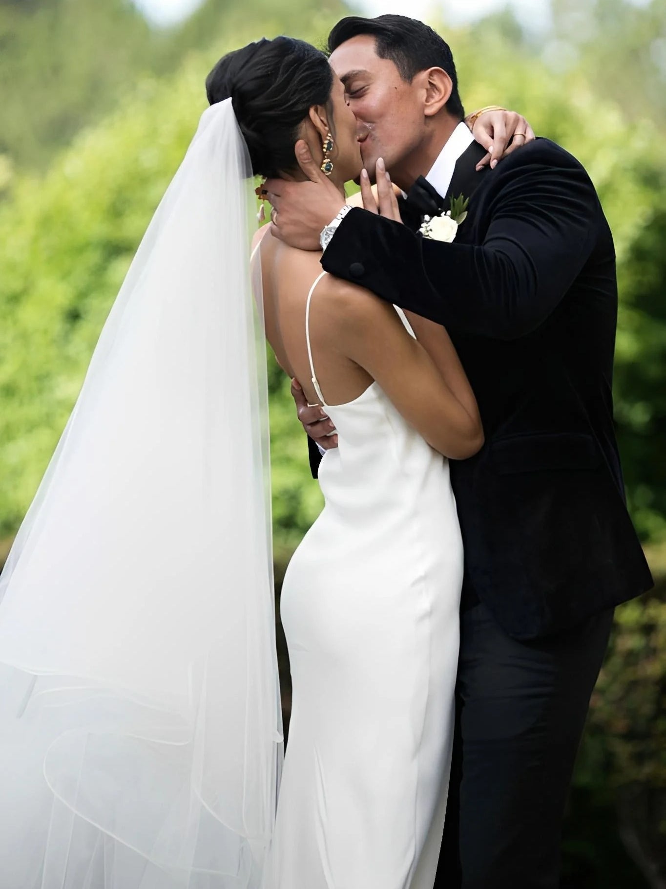 Elegant Simple V Neck Smooth Satin Floor Length Sheath Bridal Dress