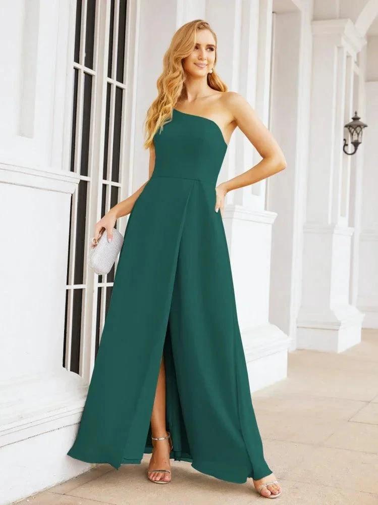 Numbersea Women's One Shoulder Formal Prom Gowns for Mother of The Bride Side Slit Bridesmaid Dresses 28052 by numbersea
