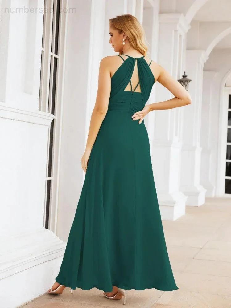ZapDress Double Spaghetti Straps Bridesmaid Dresses for Women Long Formal Party Dress Side Split 28051 (ZD17036)