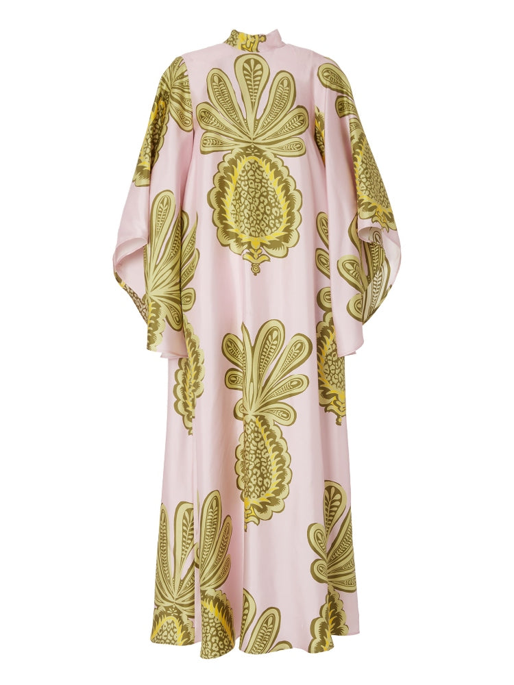 Pink Floral 3 4 Sleeve Dress
