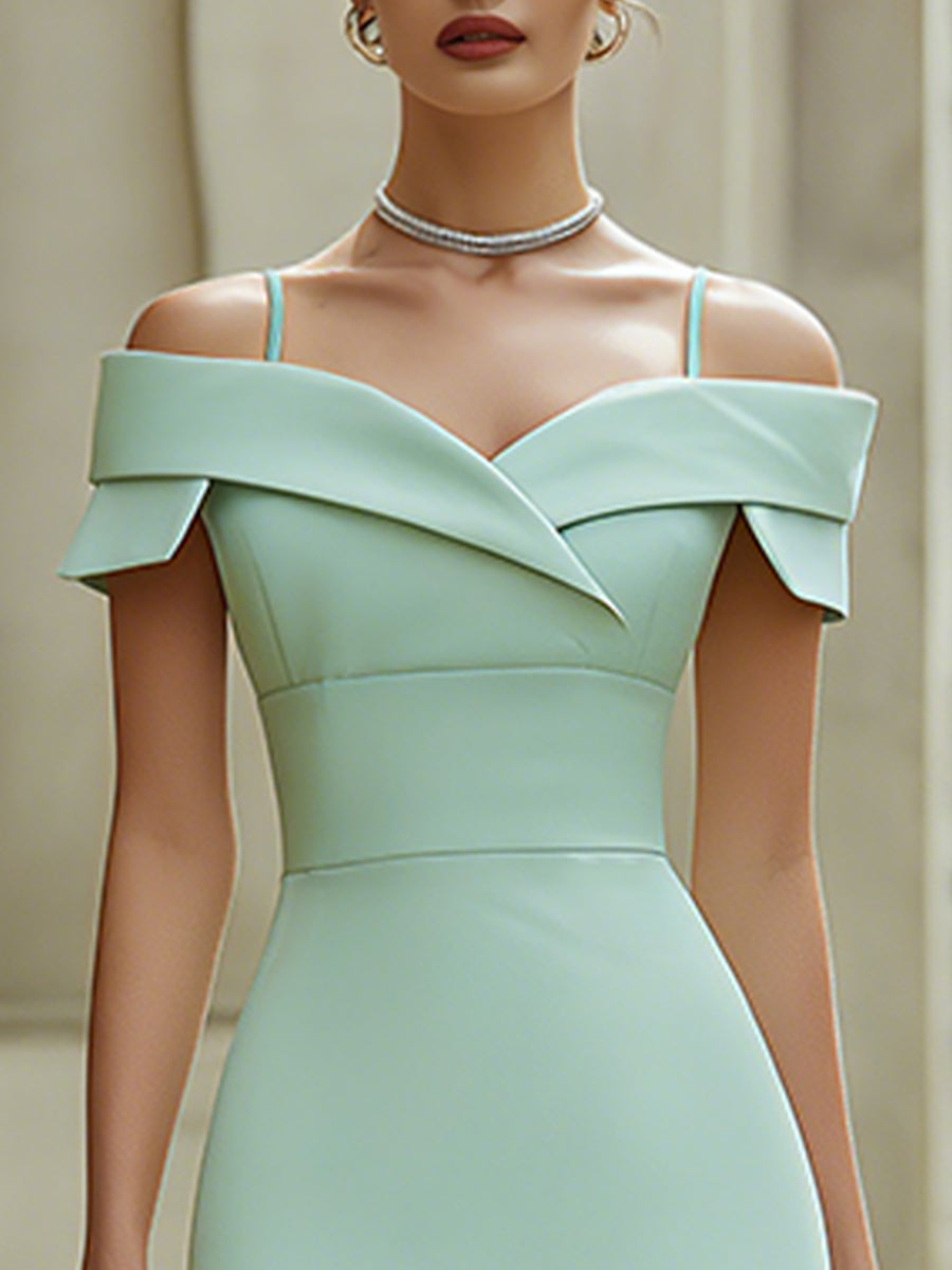 Off-Shoulder Structured Midi Bodycon Dress