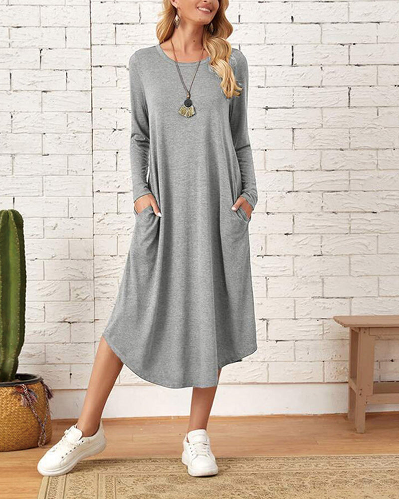 Mies Autumn and Long Sleeve, Loosely Curved Dress for Women
