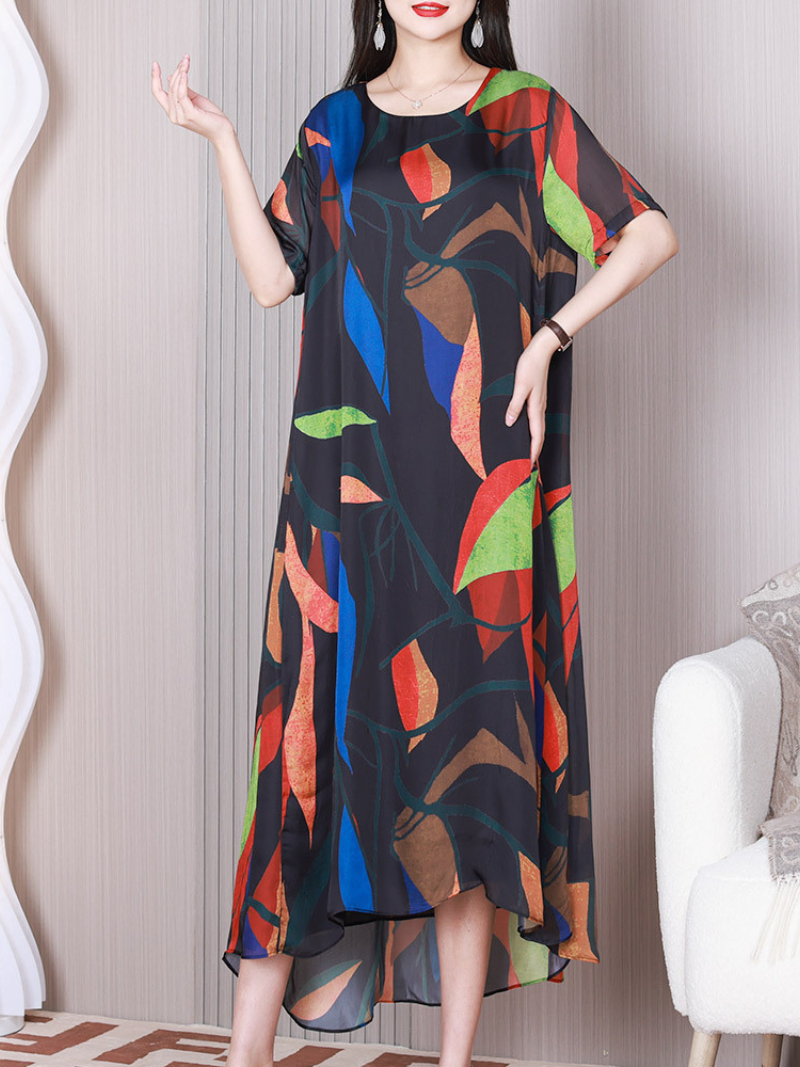Stay Happy Round Neck A-line Dress