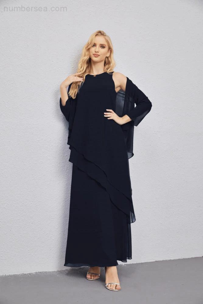 Mother of Bride Dresses with Open Front Lightweight Cardigan Formal Prom Gown  28081 (ZD16990)