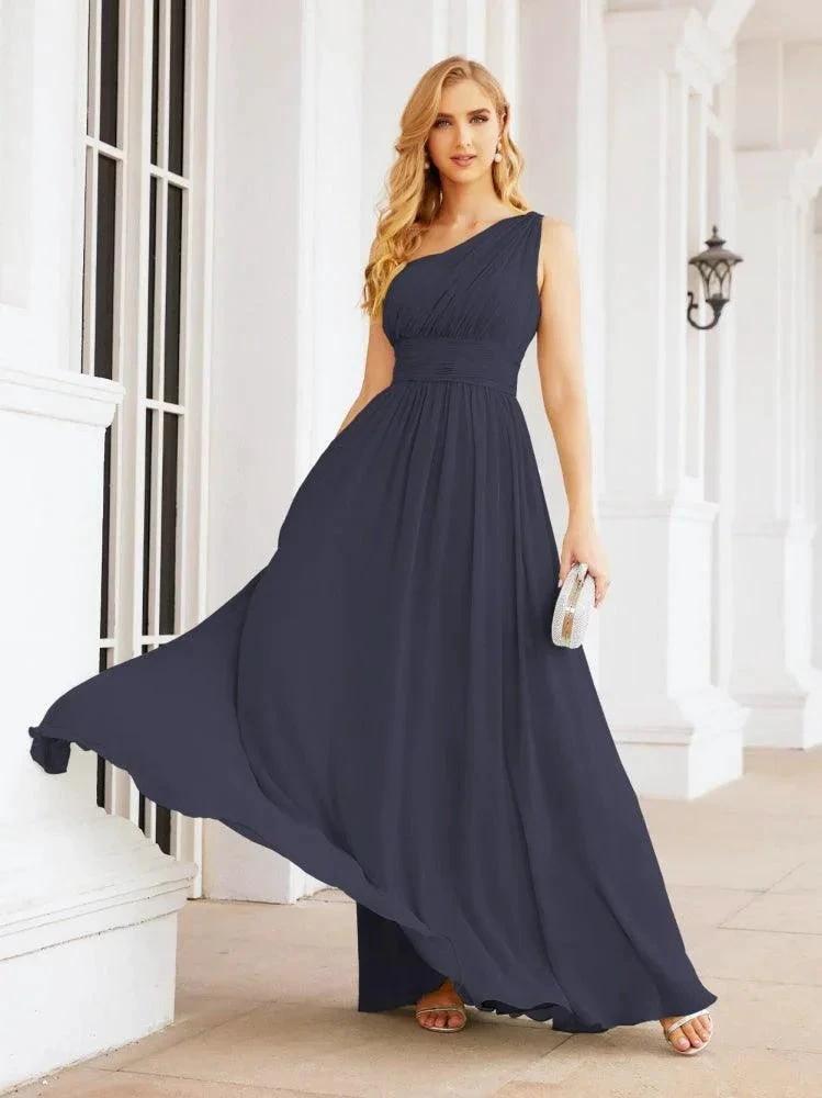 Numbersea One Shoulder Bridesmaid Dresses Long Maxi Formal Evening Party Prom Gowns 28061 by numbersea