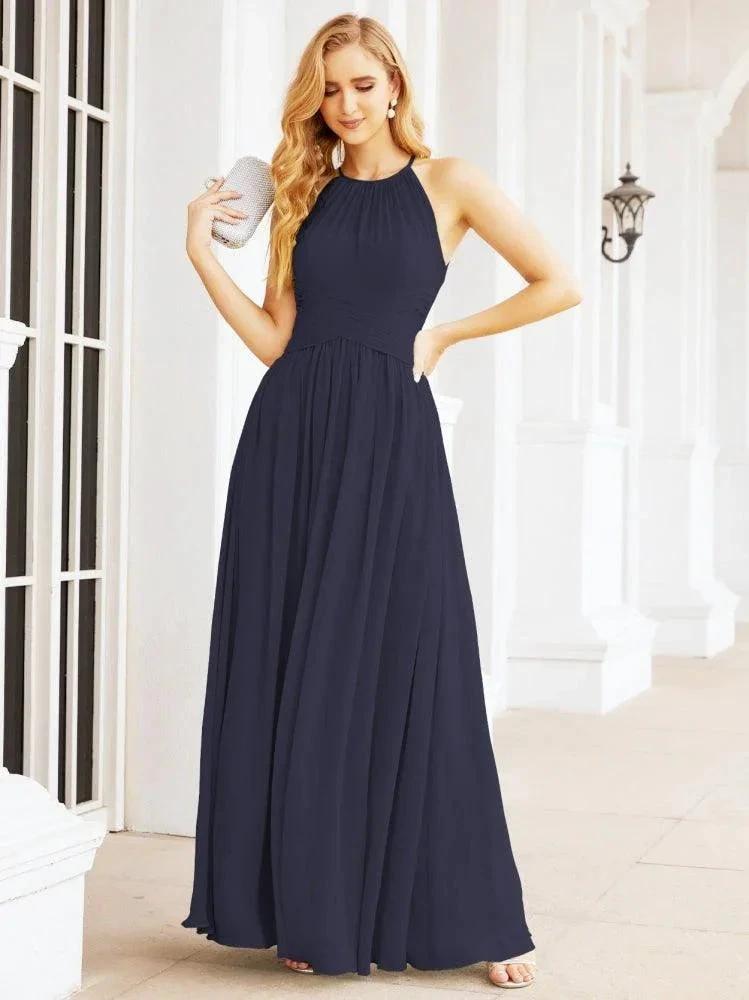 Numbersea Sleeveless Bridesmaid Dresses Long Prom Gown Zipper with Keyhole Back 28056 by numbersea