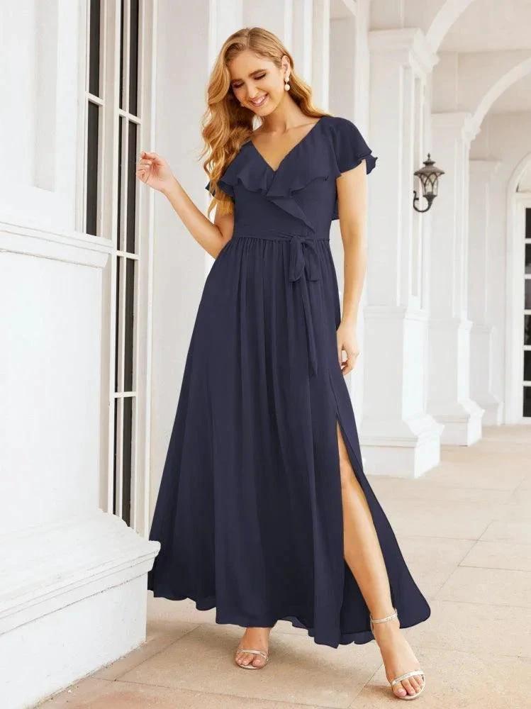 Bridesmaid Dresses with Flutter Sleeves Formal Evening Party Prom Gowns 28044 by numbersea