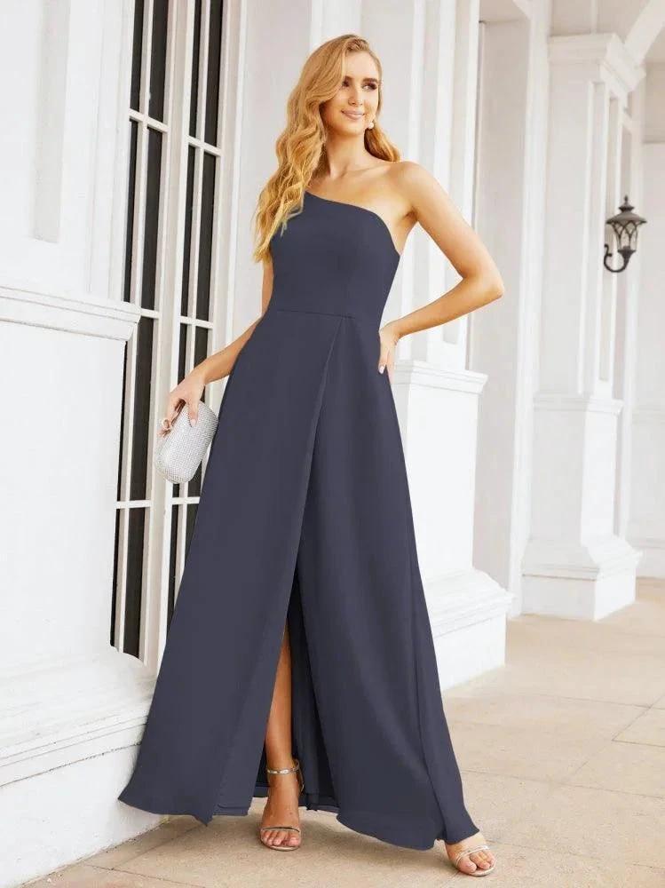 Numbersea Women's One Shoulder Formal Prom Gowns for Mother of The Bride Side Slit Bridesmaid Dresses 28052 by numbersea