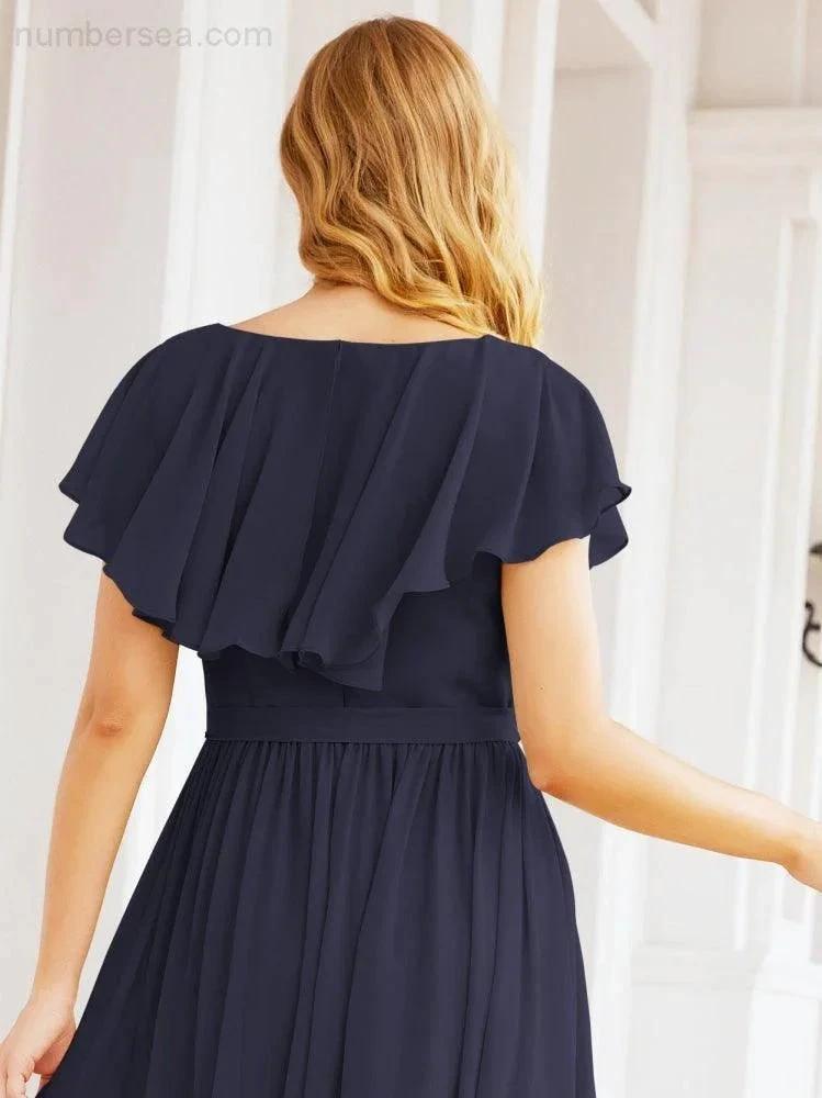 Bridesmaid Dresses with Flutter Sleeves Formal Evening Party Prom Gowns 28044 (ZD17033)