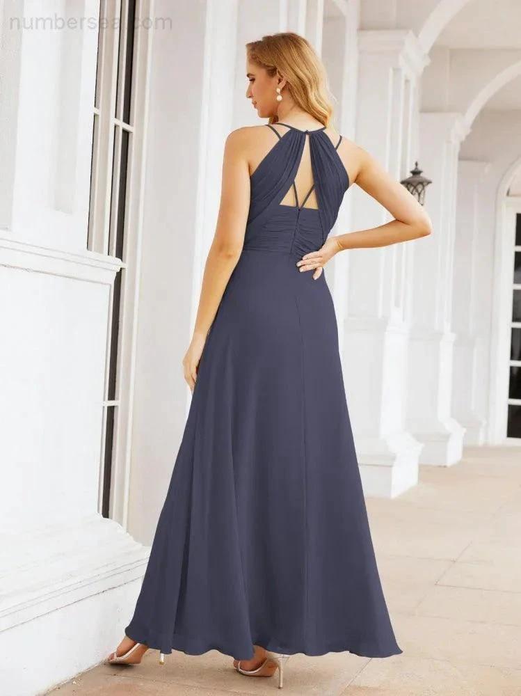 ZapDress Double Spaghetti Straps Bridesmaid Dresses for Women Long Formal Party Dress Side Split 28051 (ZD17036)