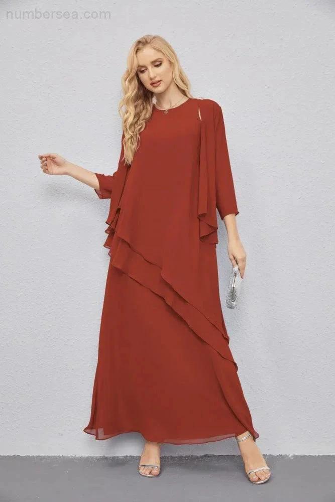 Mother of Bride Dresses with Open Front Lightweight Cardigan Formal Prom Gown  28081 (ZD16990)