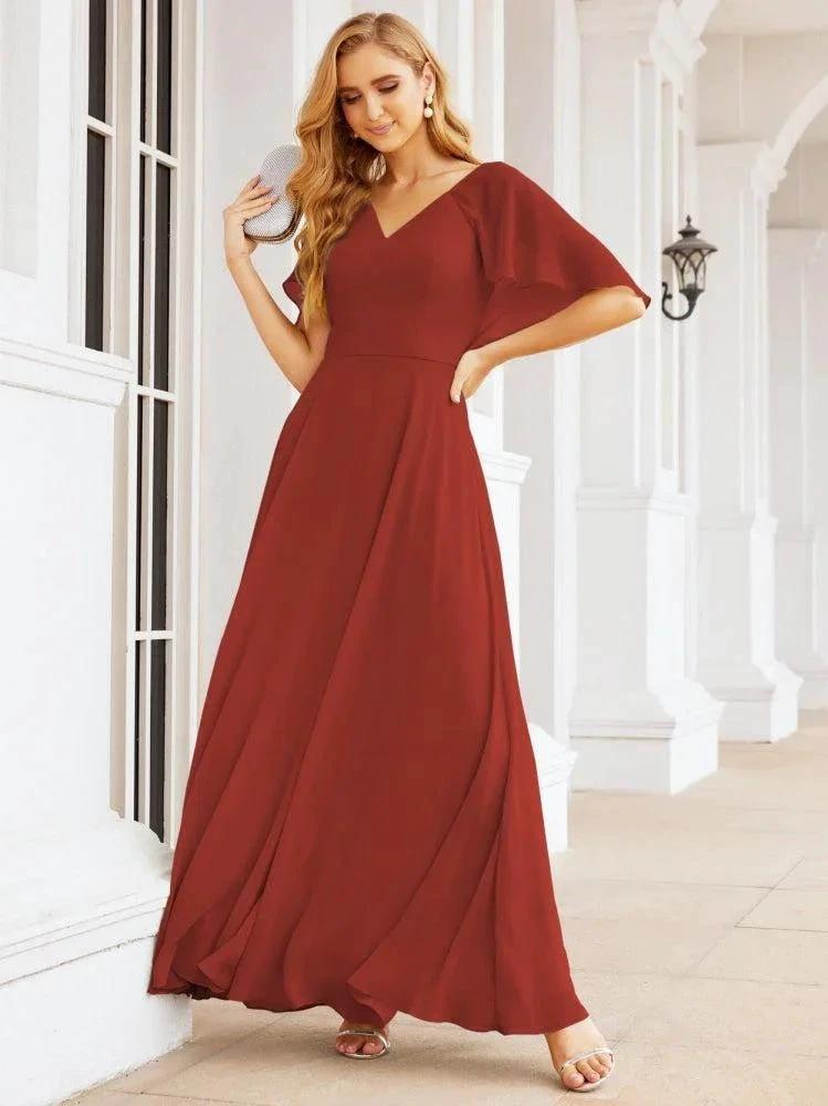 Numbersea Bridesmaid Dresses for Wedding Formal Evening Party Prom Gown with Cape 28050 by numbersea