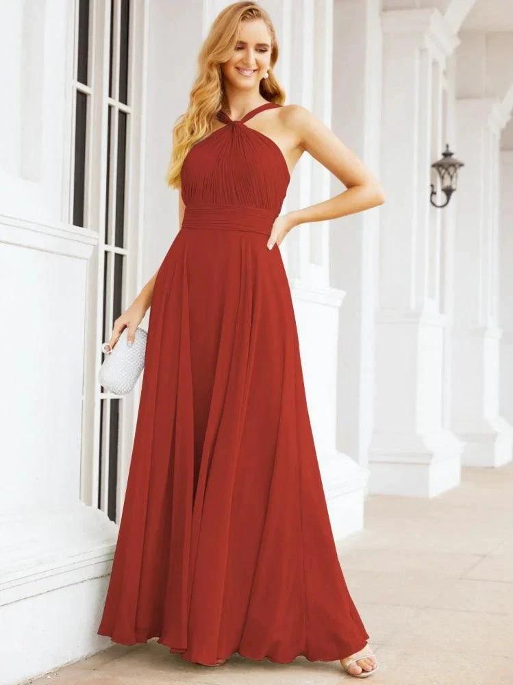 Numbersea Crisscross Halter Bridesmaid Dresses for Party Wedding Evening Prom Maxi Ball Gowns 28053 by numbersea