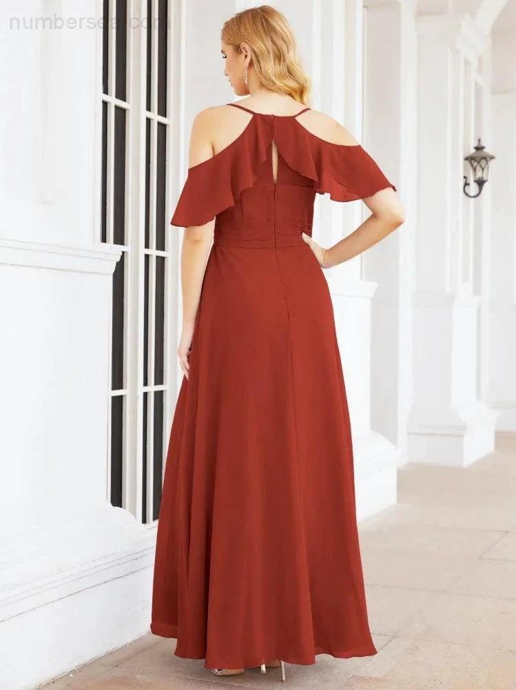 ZapDress Cold Shoulder Long Bridesmaid Dresses Side Slit Formal Prom Gowns Party Wedding 28070 (ZD16993)