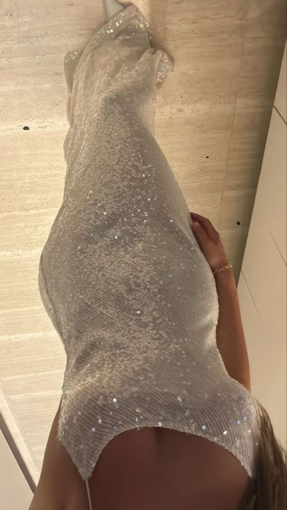 Sparkly White Sequins Long Evening Dress,White Formal Gown - View 2 | VelvetHem