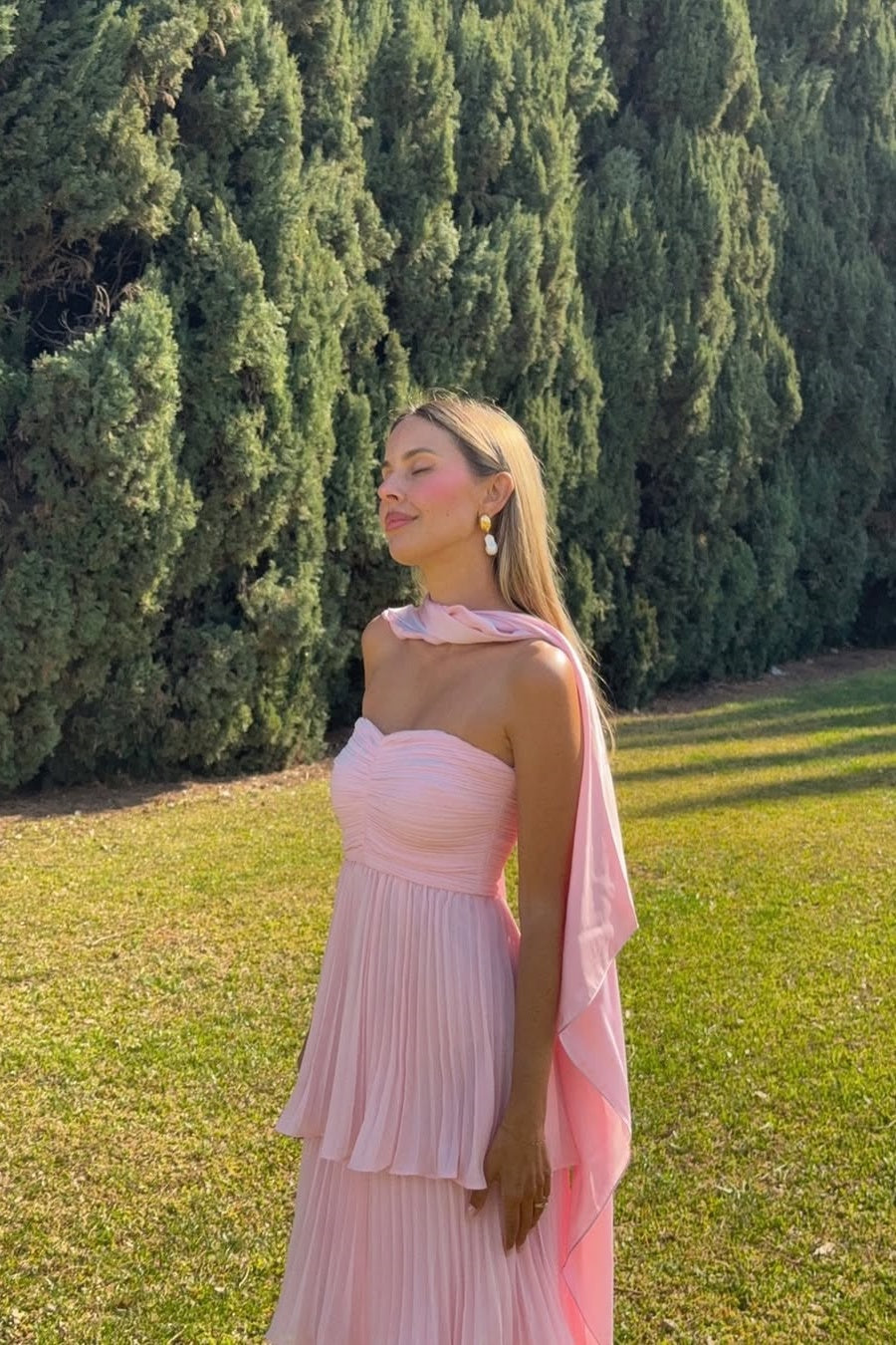 Chic A Line Sweetheart Pink Long Prom Dress with Ruffles