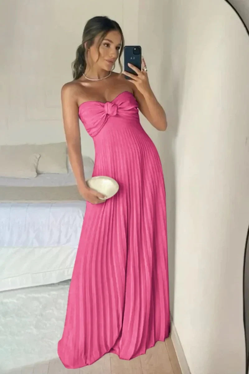 Elegant A Line Sweetheart Pink Long Prom Dress with Ruffles - View 5 | VelvetHem