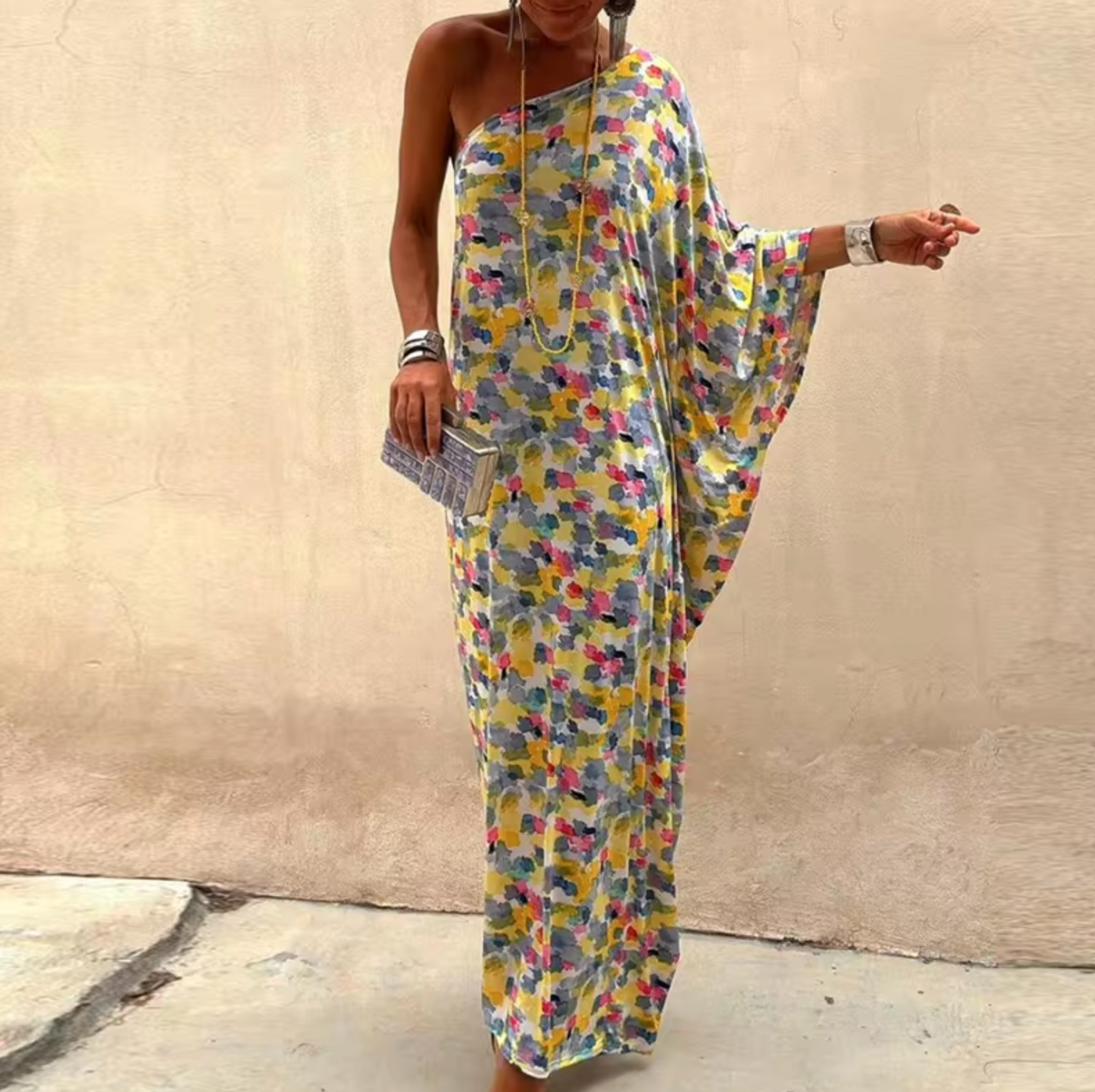 Rosetta Timeless Floral Print One Shoulder Maxi Dress Elevated Occasion Wear