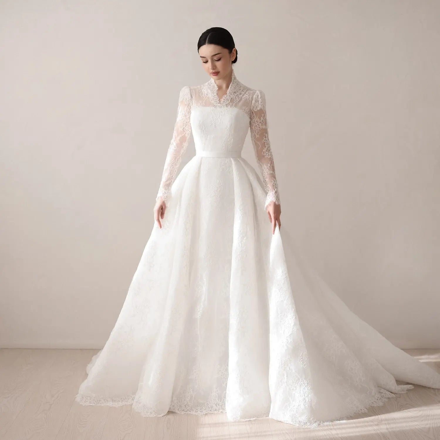 Luxury Full Lace Printed Ball Gown Wedding Dress ZP173
