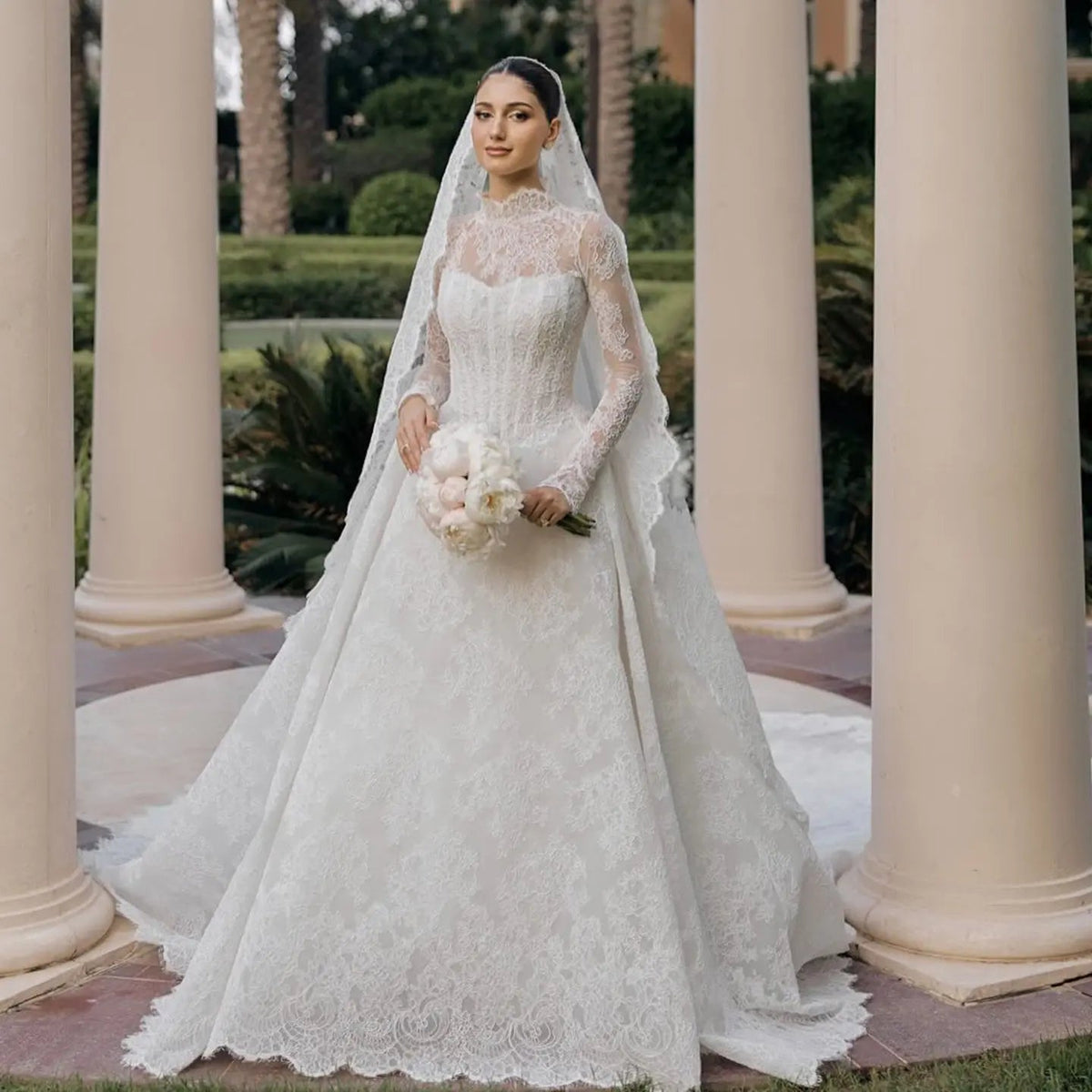 Luxury High Neck Lace Wedding Dress ZP182