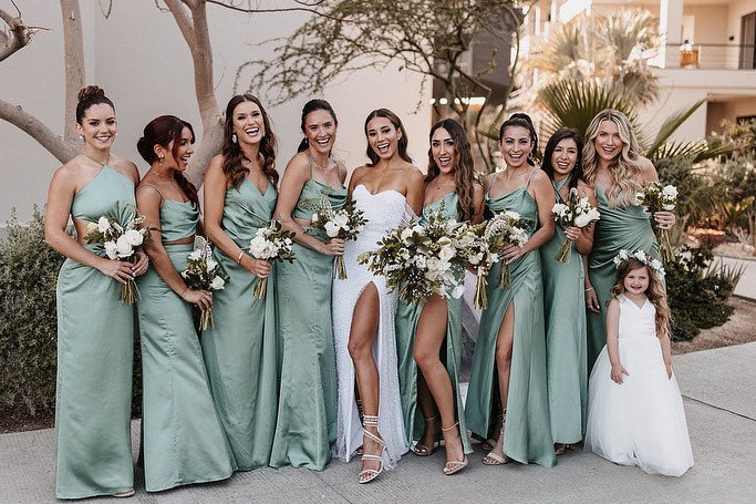 Simple Spaghetti Straps or Halter Mint Green Long Bridesmaid Dress - View 4 | VelvetHem