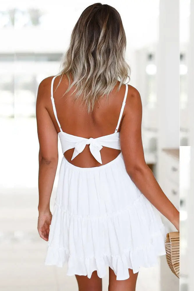 White Spaghetti Strap Dress with Vintage Inspired Everyday Styling