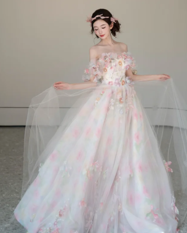 Off The Shoulder Tulle Prom Party Dress Birthday Dress Evening Dress