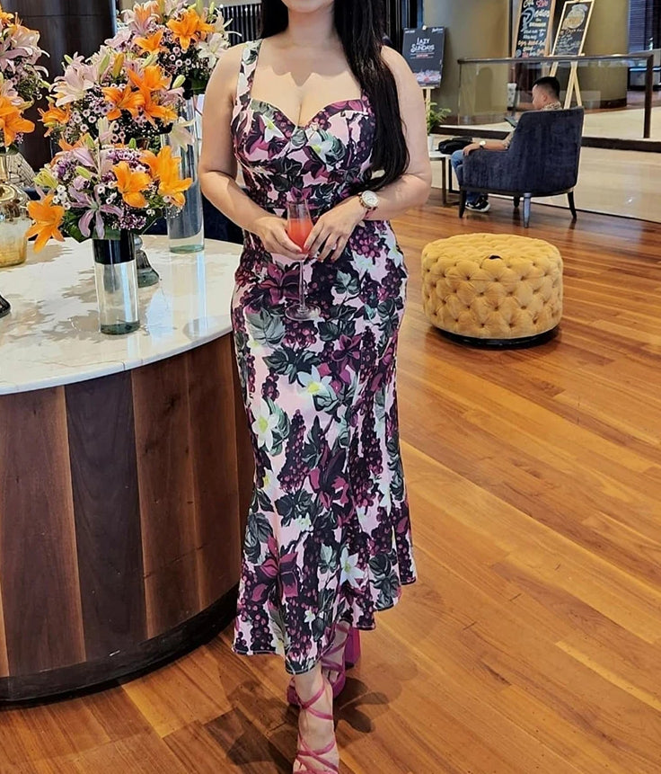 Floral Fishtail Sleeveless Midi Dress - VelvetHem