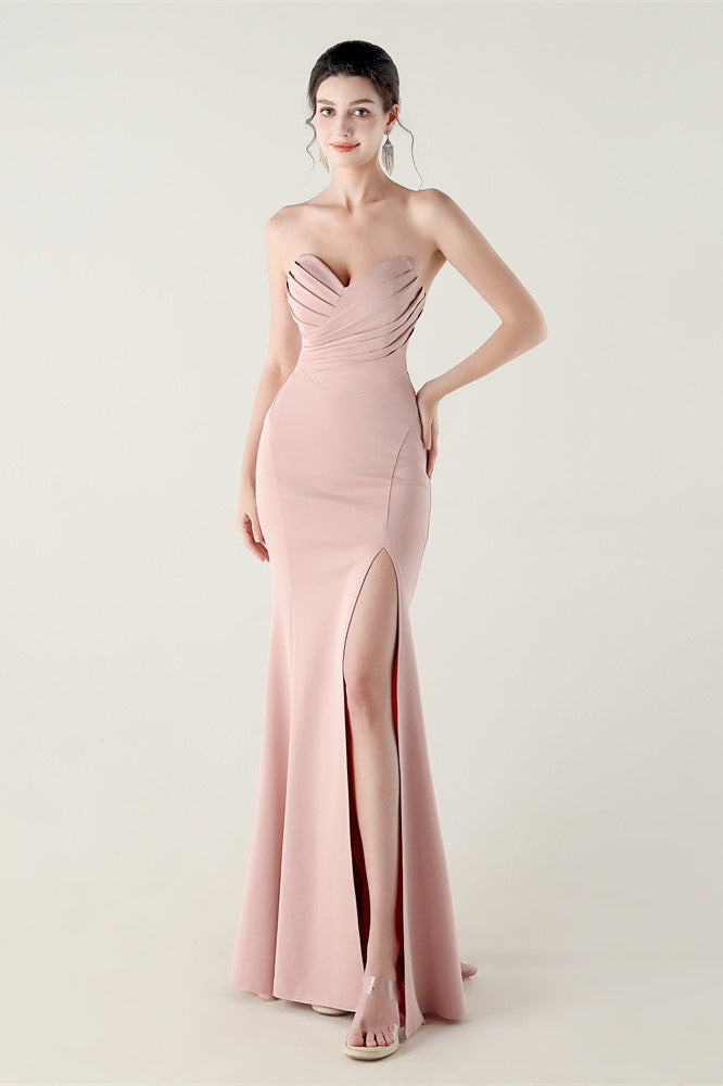 Strapless Sweetheart Pleated Modern Dress for Everyday Wear