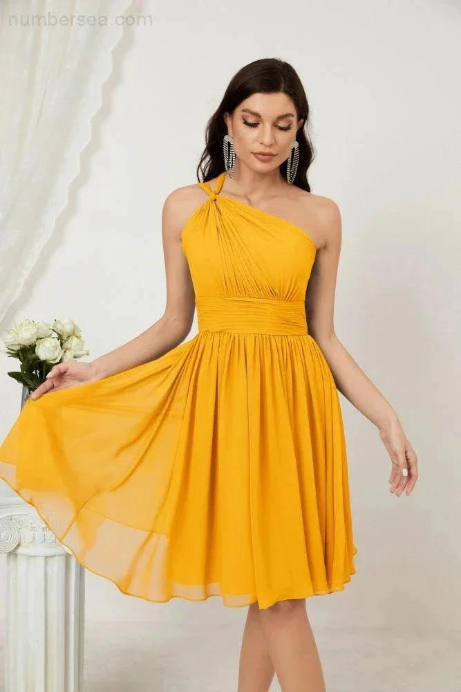 ZapDress Women Chiffon Short One Shoulder Bridesmaid Dress Formal Dresses for Party Homecoming  2804 (ZD16948)
