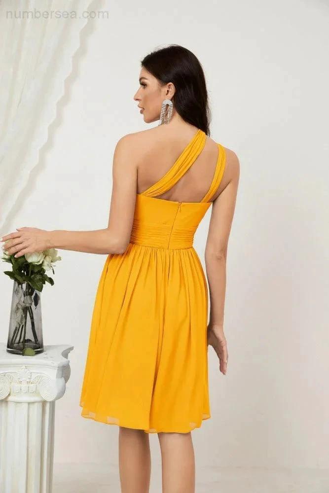 ZapDress Women Chiffon Short One Shoulder Bridesmaid Dress Formal Dresses for Party Homecoming  2804 (ZD16948)
