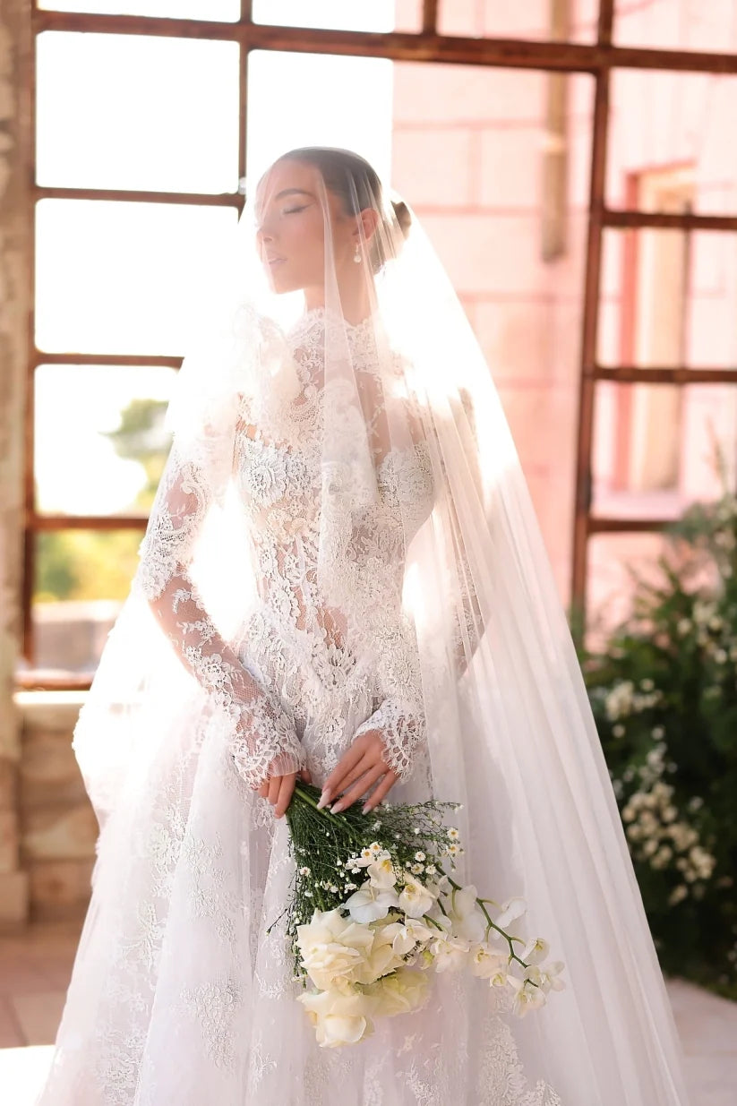 Designer Wedding Dresses A Line Lace Wedding Dresses With Sleeves (ZD17409)