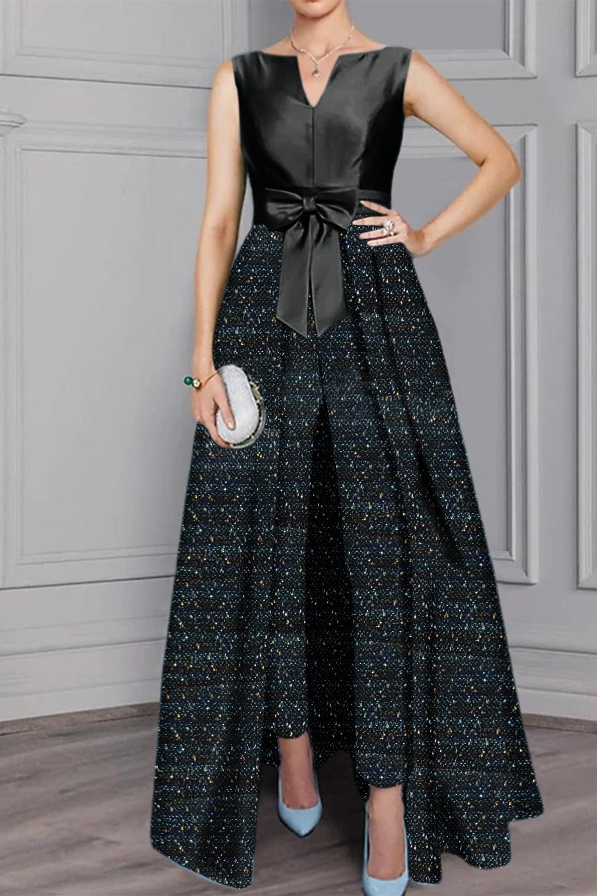 2 Piece Long Sleeve Mother of the Bride Pantsuit with Sash and Sequins
