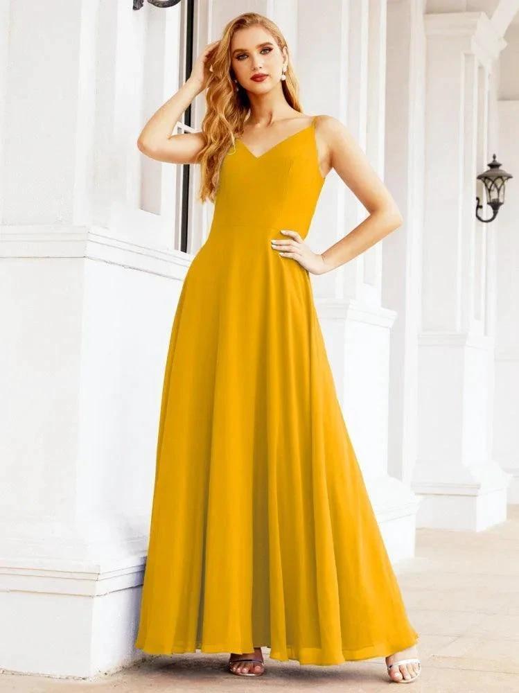 Numbersea Spaghetti Strap Bridesmaid Dresses V Neck Butterfly Back Fromal Evening Party Prom Gown 28036 by numbersea