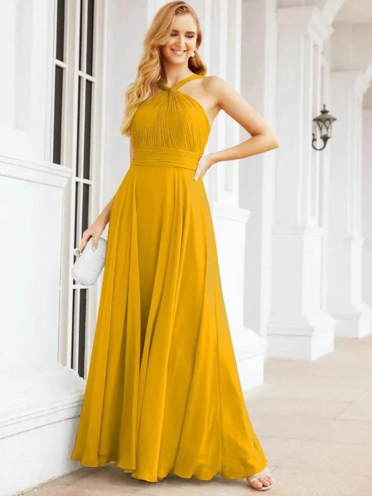 Numbersea Crisscross Halter Bridesmaid Dresses for Party Wedding Evening Prom Maxi Ball Gowns 28053 by numbersea