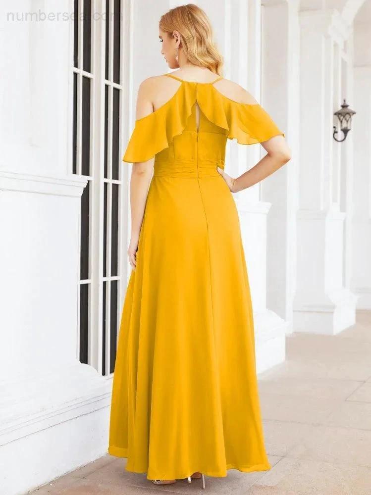 ZapDress Cold Shoulder Long Bridesmaid Dresses Side Slit Formal Prom Gowns Party Wedding 28070 (ZD16993)