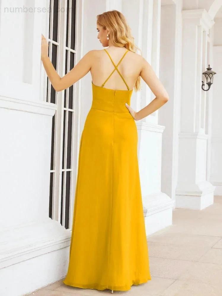ZapDress Halter Bridesmaid Dresses with Pockets Sleeveless Formal Evening Party Prom Gowns  28055 (ZD17039)