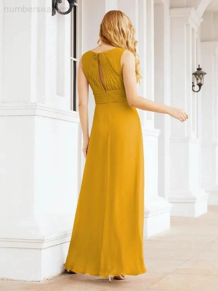 Formal Prom Gown Elegant V-Neck Sleeveless Bridesmaid Dresses for Wedding Party 28037 (ZD17021)