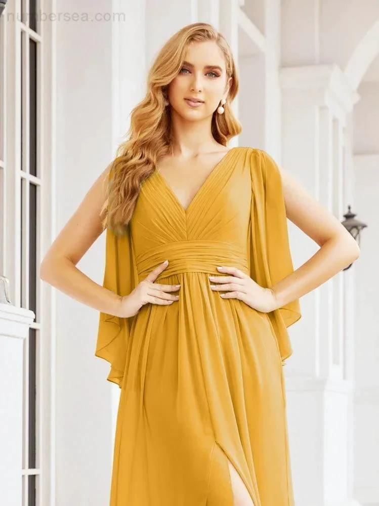 ZapDress Bridesmaid Dresses with Split for Wedding Party Flutter Sleeves 28045 (ZD16996)