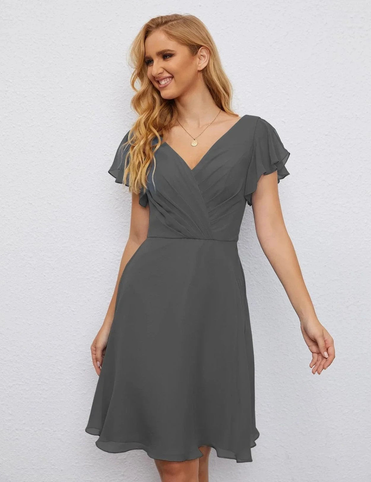ZapDress U Back Homecoming Dress Formal Prom Dress Knee Length Short Sleeves Cocktail Party Dress 28077 (ZD16953)