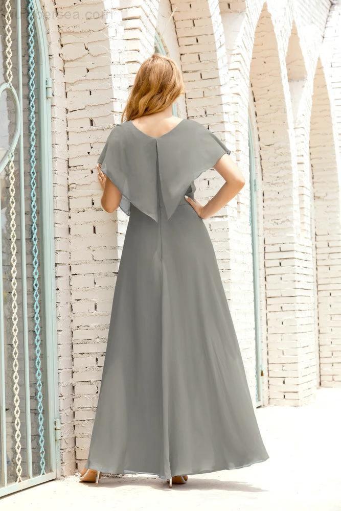 Zapdress Mother of The Bride Dresses Plus Size V-Neck Floor Length Formal Prom Dress for Wedding Guest 28020 (ZD17058)