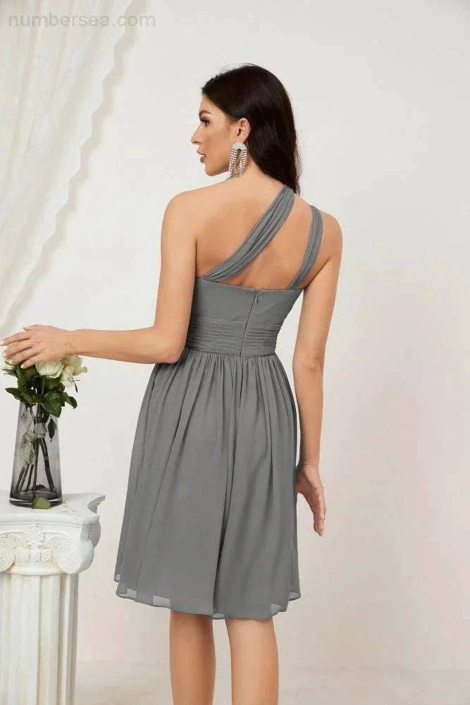 ZapDress Women Chiffon Short One Shoulder Bridesmaid Dress Formal Dresses for Party Homecoming  2804 (ZD16948)