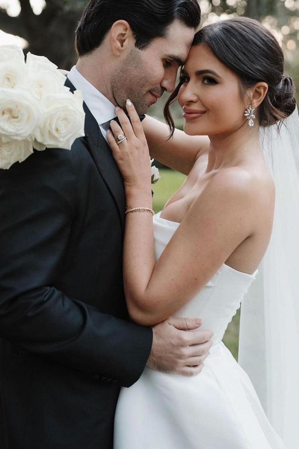 Elegant A Line Strapless White Long Bridal Dress with Split Front - View 6 | VelvetHem