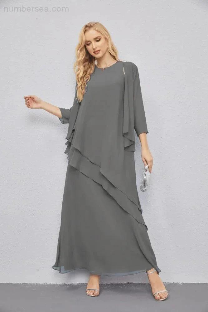 Mother of Bride Dresses with Open Front Lightweight Cardigan Formal Prom Gown  28081 (ZD16990)
