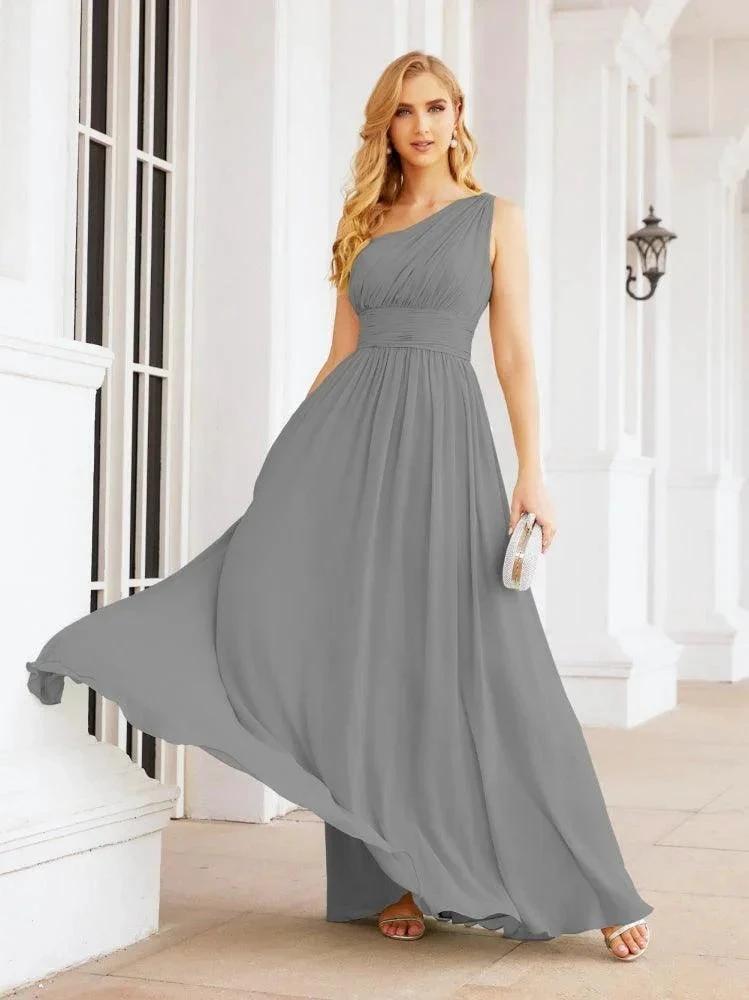 Numbersea One Shoulder Bridesmaid Dresses Long Maxi Formal Evening Party Prom Gowns 28061 by numbersea