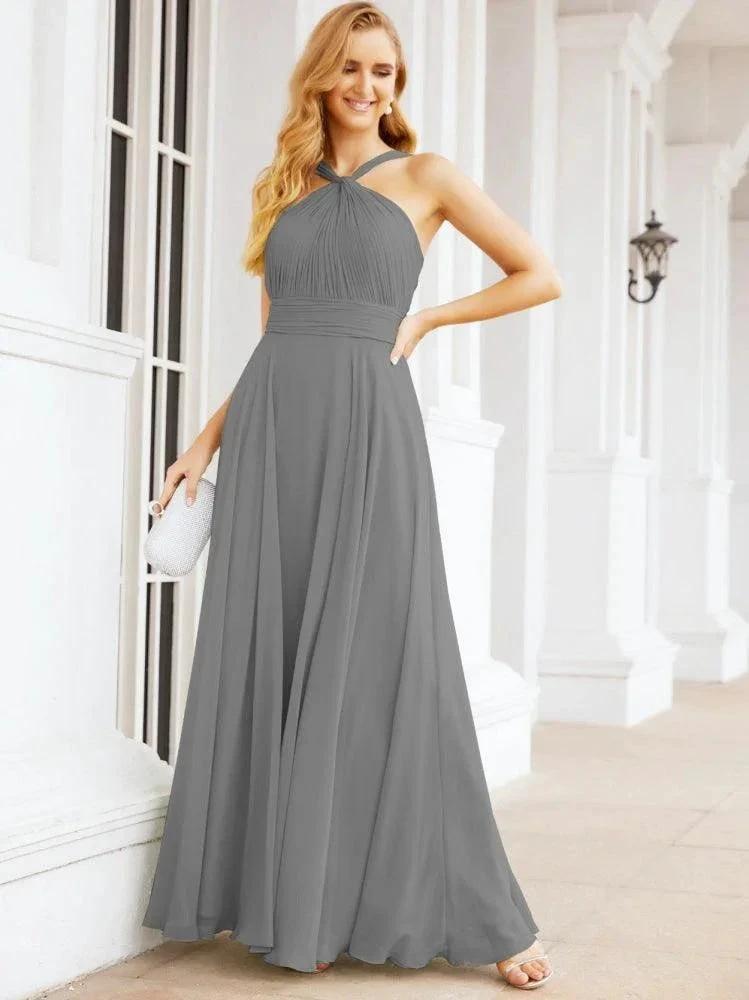 Numbersea Crisscross Halter Bridesmaid Dresses for Party Wedding Evening Prom Maxi Ball Gowns 28053 by numbersea